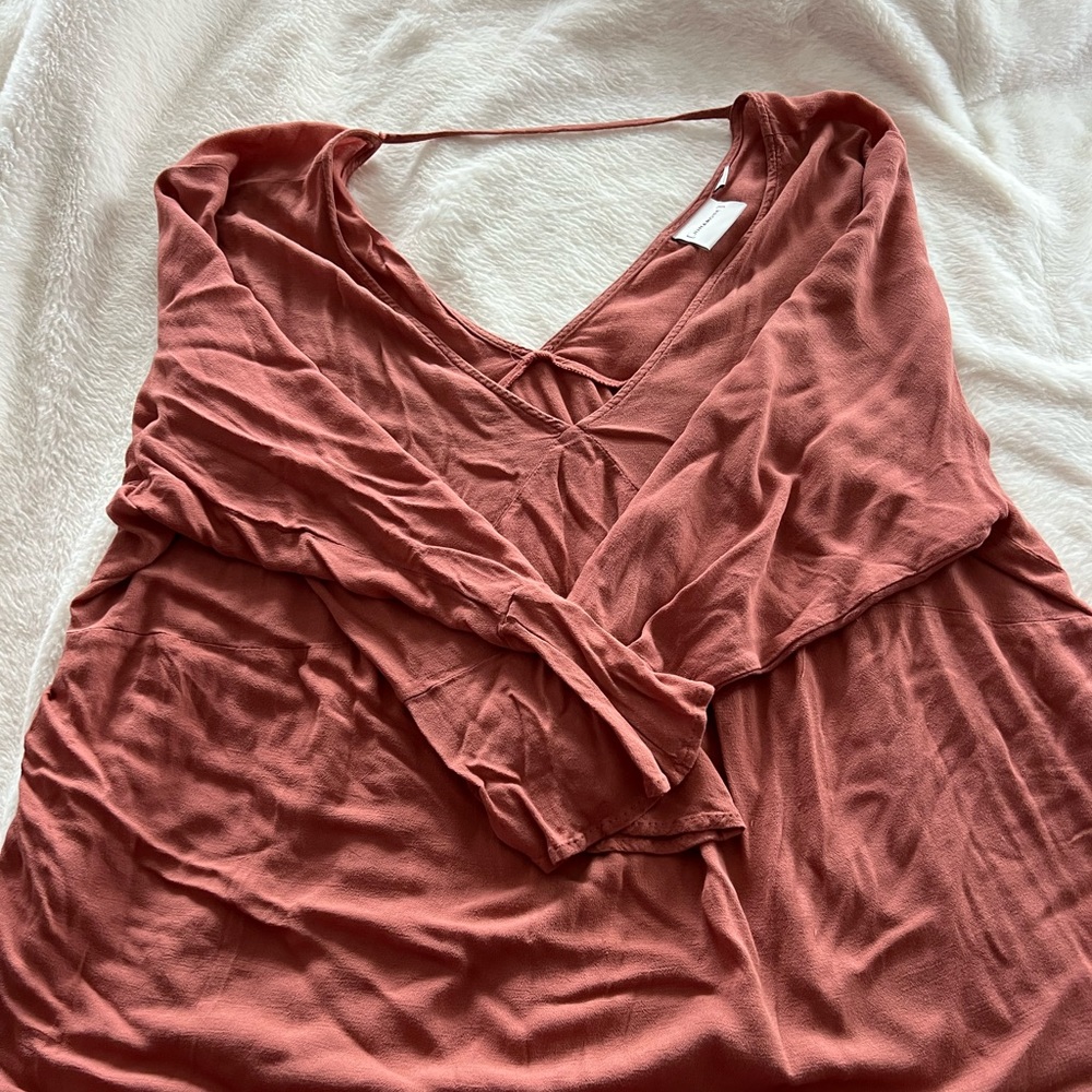 ASOS dusty pink blouse with open back detail.